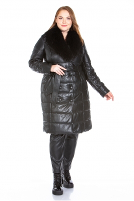 Зимнее женское кожаное пальто из натуральной кожи с воротником, отделка енот