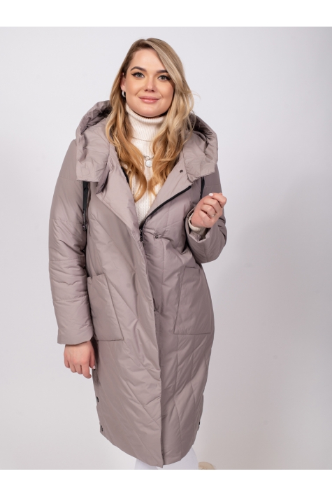 Женское пальто из текстиля с капюшоном 8023439